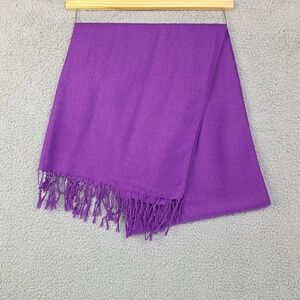 Womens Large Scarf  Purple Pashmina Styke Cashmere Feel Fringe Wrap Shawl